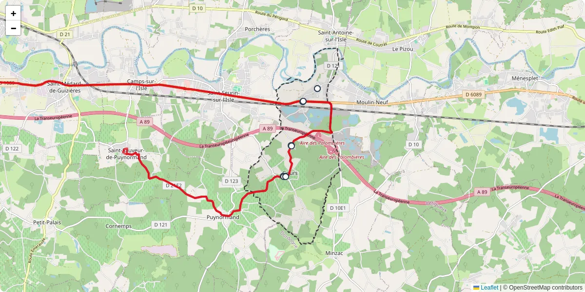 Carte du réseau de transport en commun à Gours - lignes de bus et arrêts