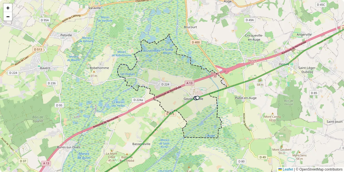 Carte du réseau de transport en commun à Goustranville - lignes de bus et arrêts
