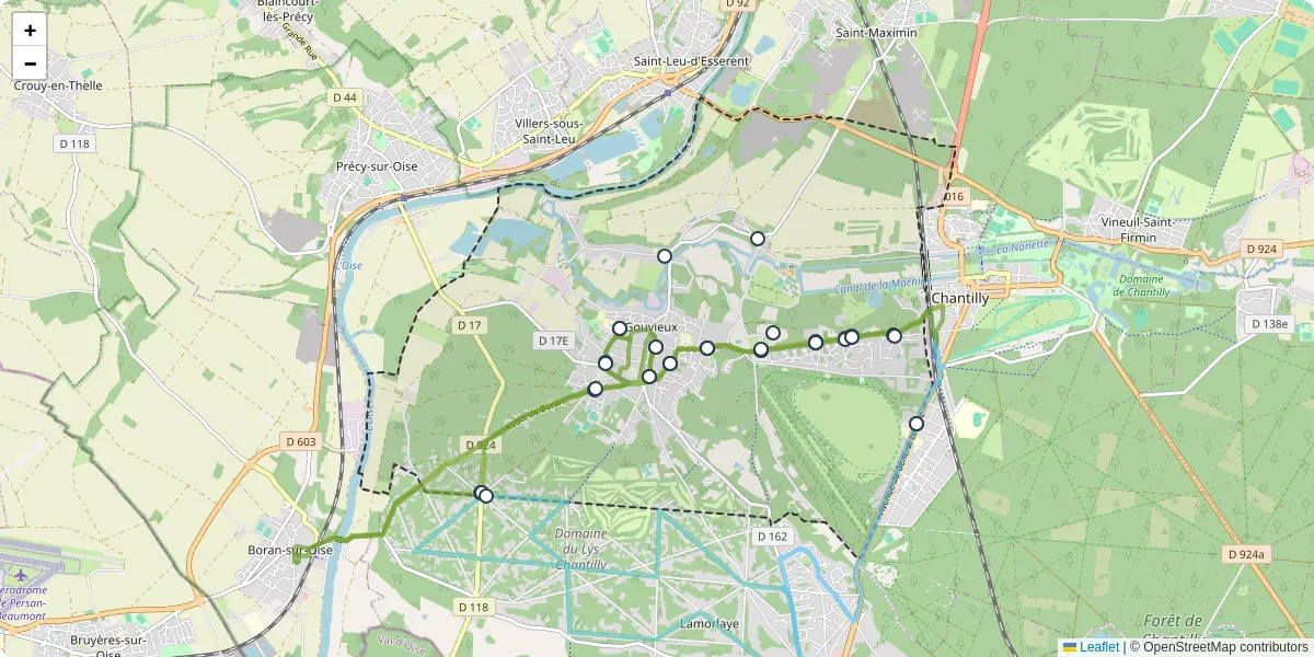 Carte du réseau de transport en commun à Gouvieux - lignes de bus et arrêts