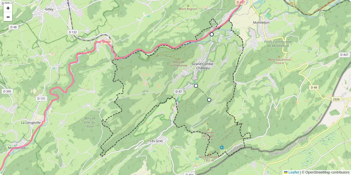 Carte du réseau de transport en commun à Grand'Combe-Châteleu - lignes de bus et arrêts