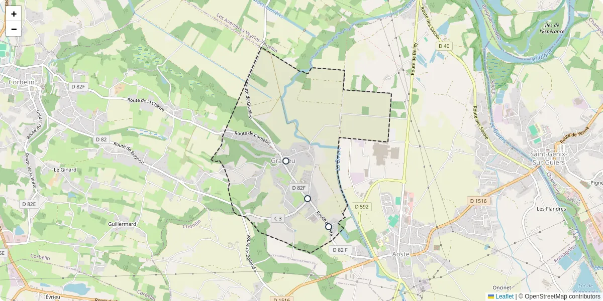 Carte du réseau de transport en commun à Granieu - lignes de bus et arrêts