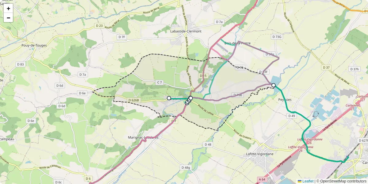 Carte du réseau de transport en commun à Gratens - lignes de bus et arrêts