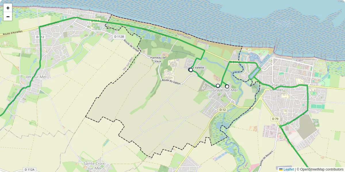 Carte du réseau de transport en commun à Graye-sur-Mer - lignes de bus et arrêts