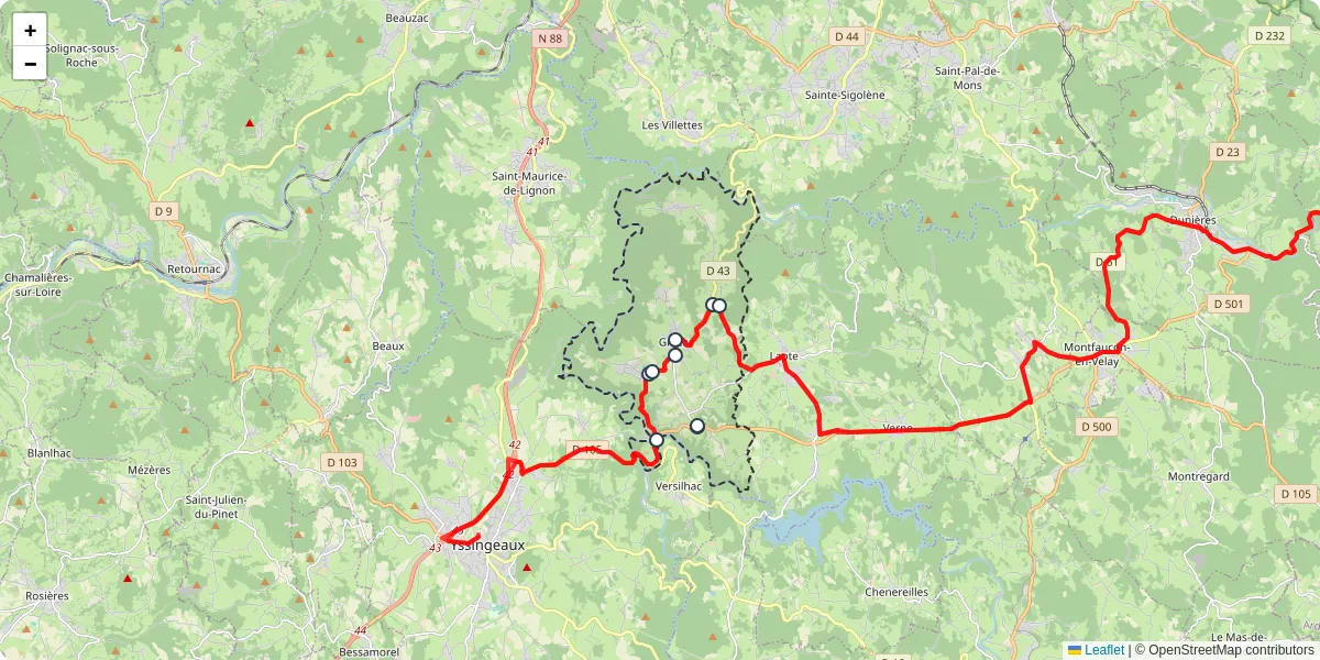 Carte du réseau de transport en commun à Grazac - lignes de bus et arrêts