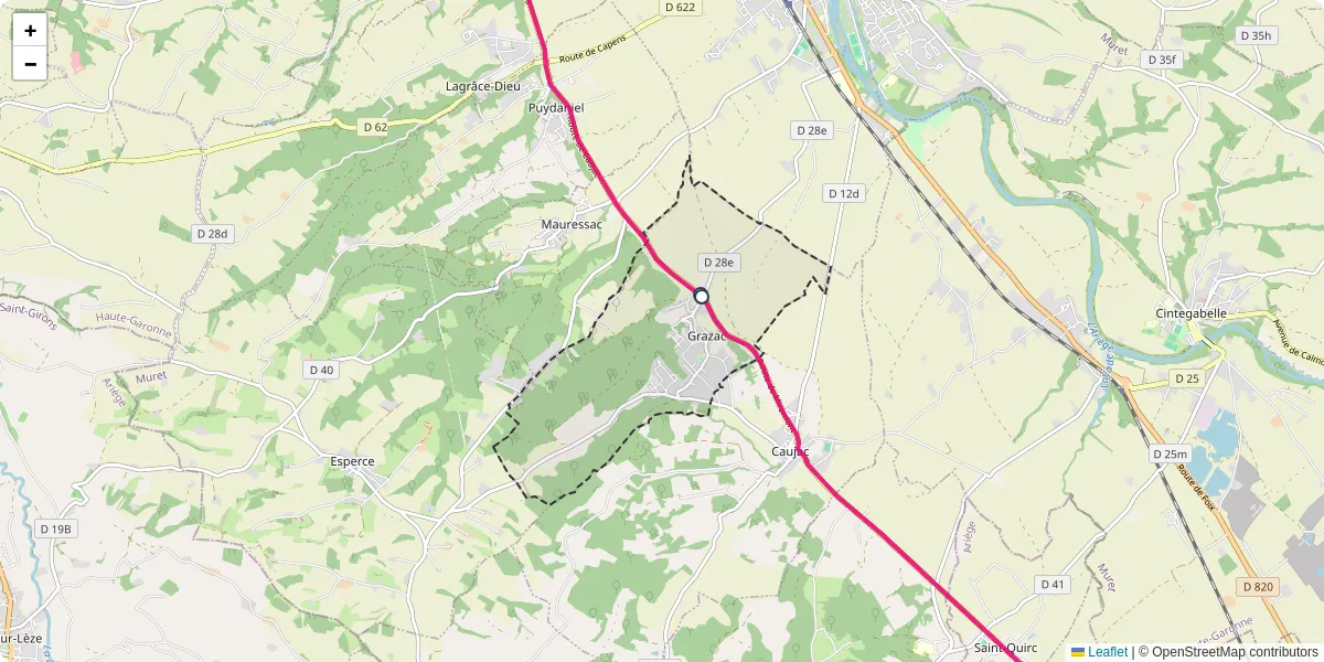 Carte du réseau de transport en commun à Grazac - lignes de bus et arrêts