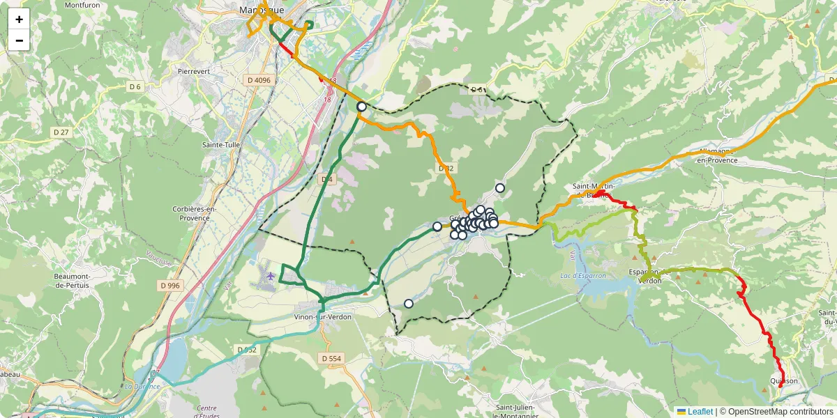 Carte du réseau de transport en commun à Gréoux-les-Bains - lignes de bus et arrêts