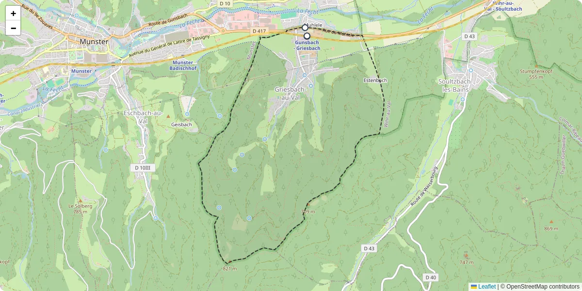 Carte du réseau de transport en commun à Griesbach-au-Val - lignes de bus et arrêts