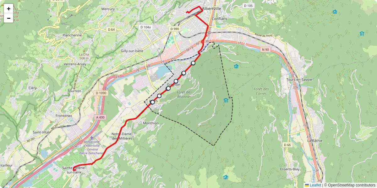 Carte du réseau de transport en commun à Grignon - lignes de bus et arrêts