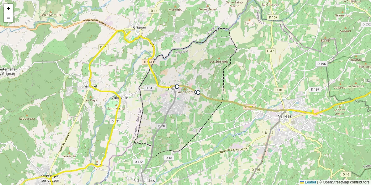 Carte du réseau de transport en commun à Grillon - lignes de bus et arrêts