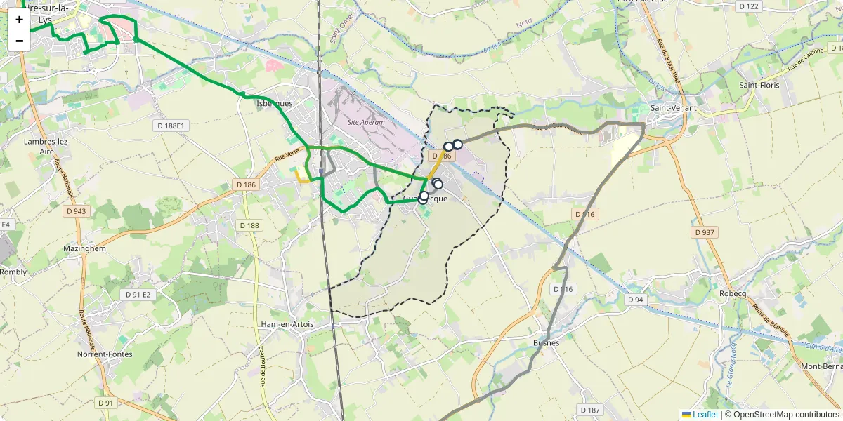 Carte du réseau de transport en commun à Guarbecque - lignes de bus et arrêts