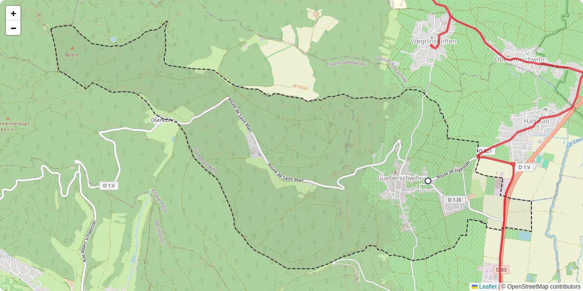 Carte du réseau de transport en commun à Gueberschwihr - lignes de bus et arrêts