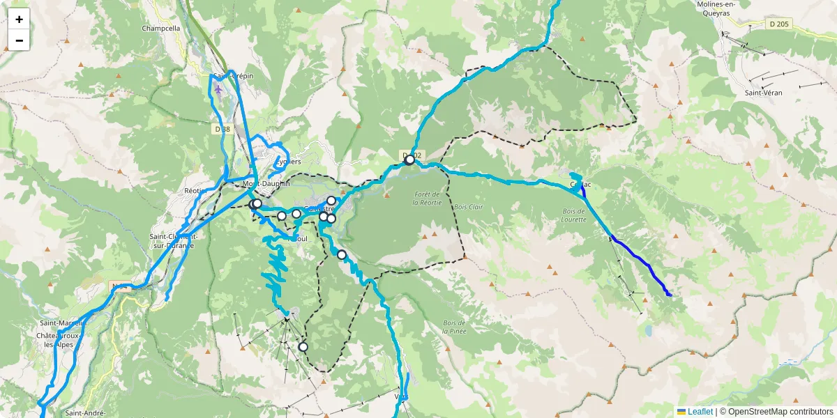 Carte du réseau de transport en commun à Guillestre - lignes de bus et arrêts