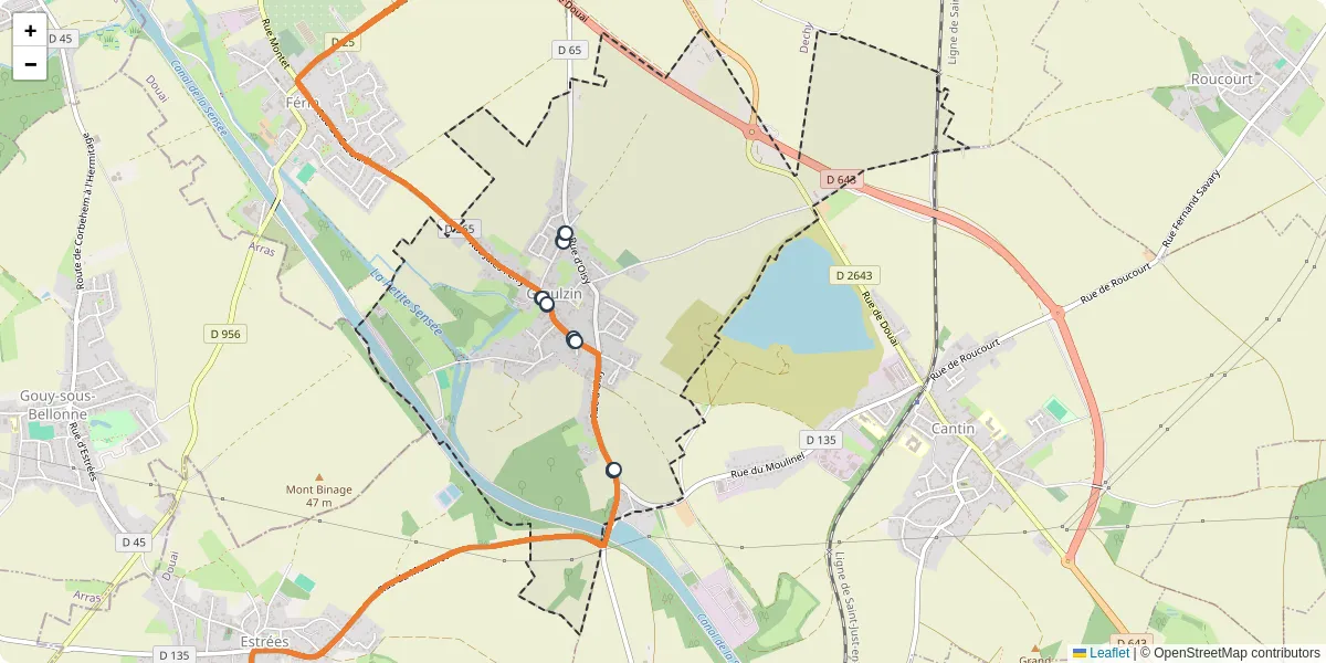 Carte du réseau de transport en commun à Gœulzin - lignes de bus et arrêts