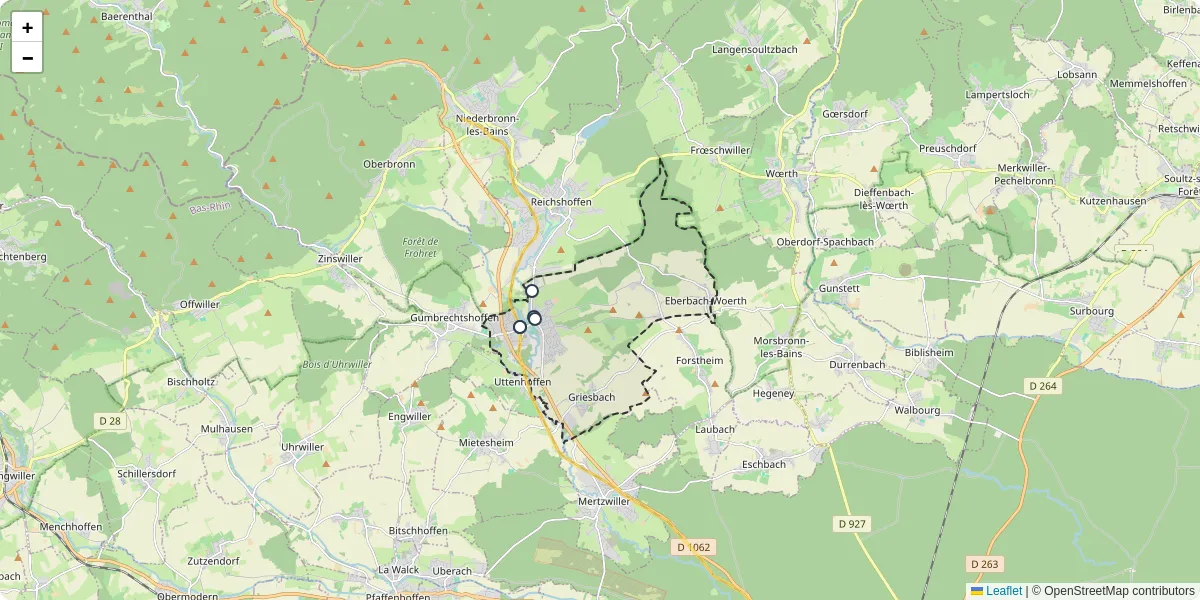 Carte du réseau de transport en commun à Gundershoffen - lignes de bus et arrêts