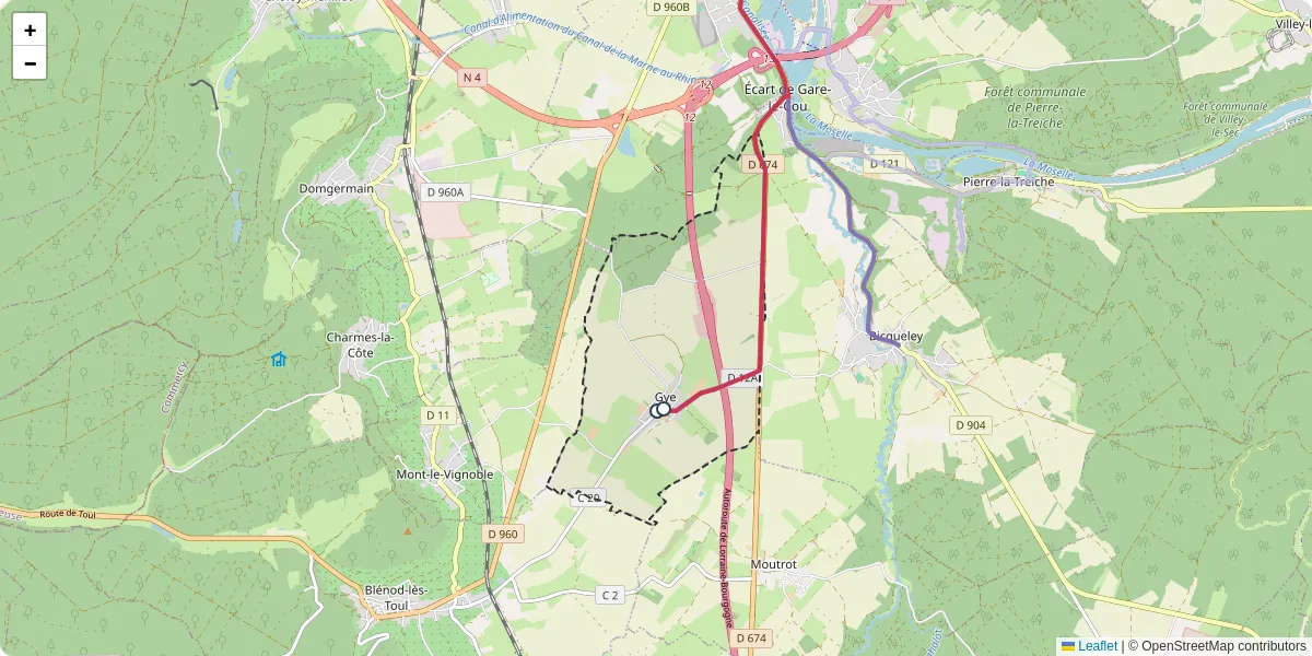 Carte du réseau de transport en commun à Gye - lignes de bus et arrêts