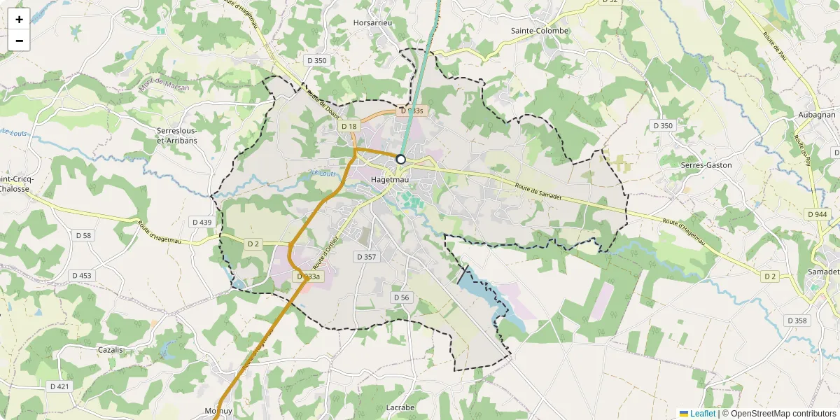 Carte du réseau de transport en commun à Hagetmau - lignes de bus et arrêts