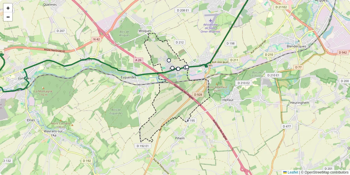Carte du réseau de transport en commun à Hallines - lignes de bus et arrêts