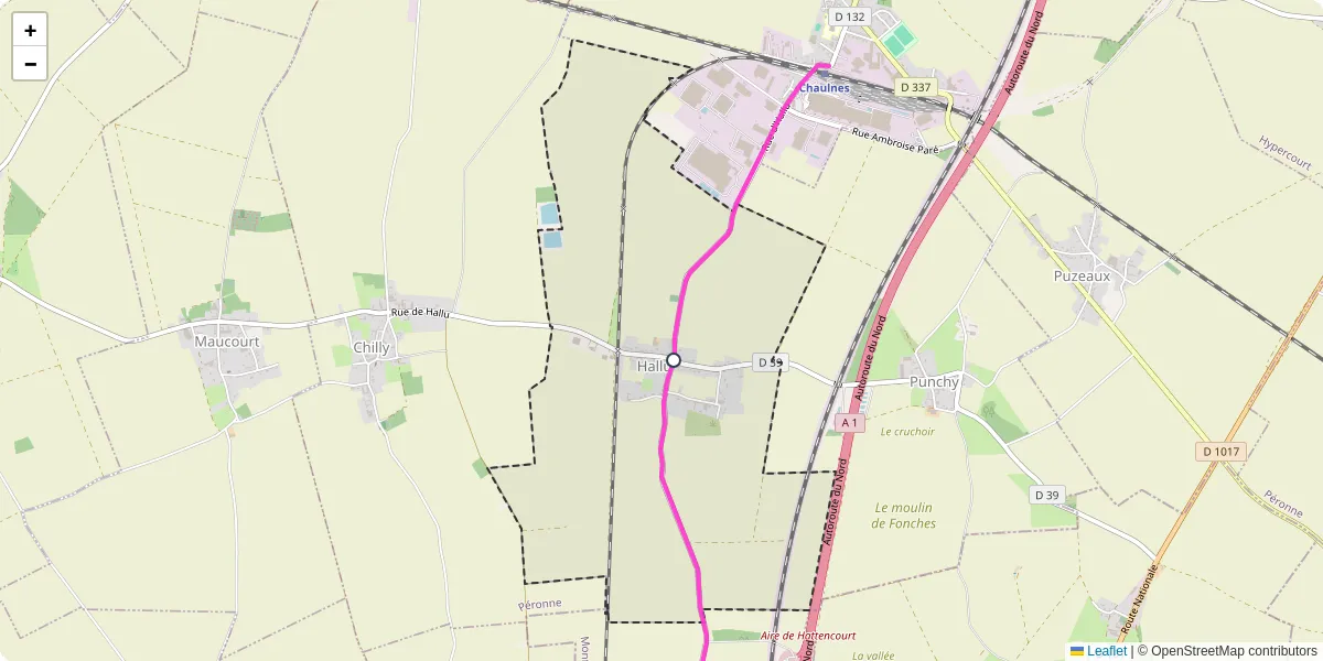 Carte du réseau de transport en commun à Hallu - lignes de bus et arrêts