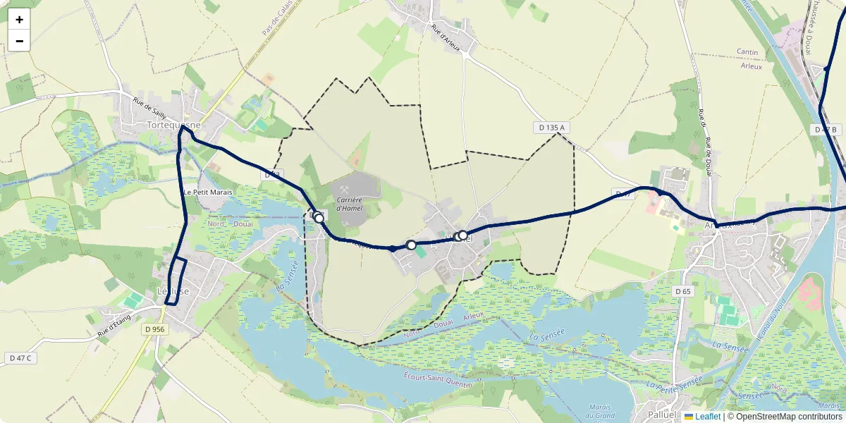 Carte du réseau de transport en commun à Hamel - lignes de bus et arrêts