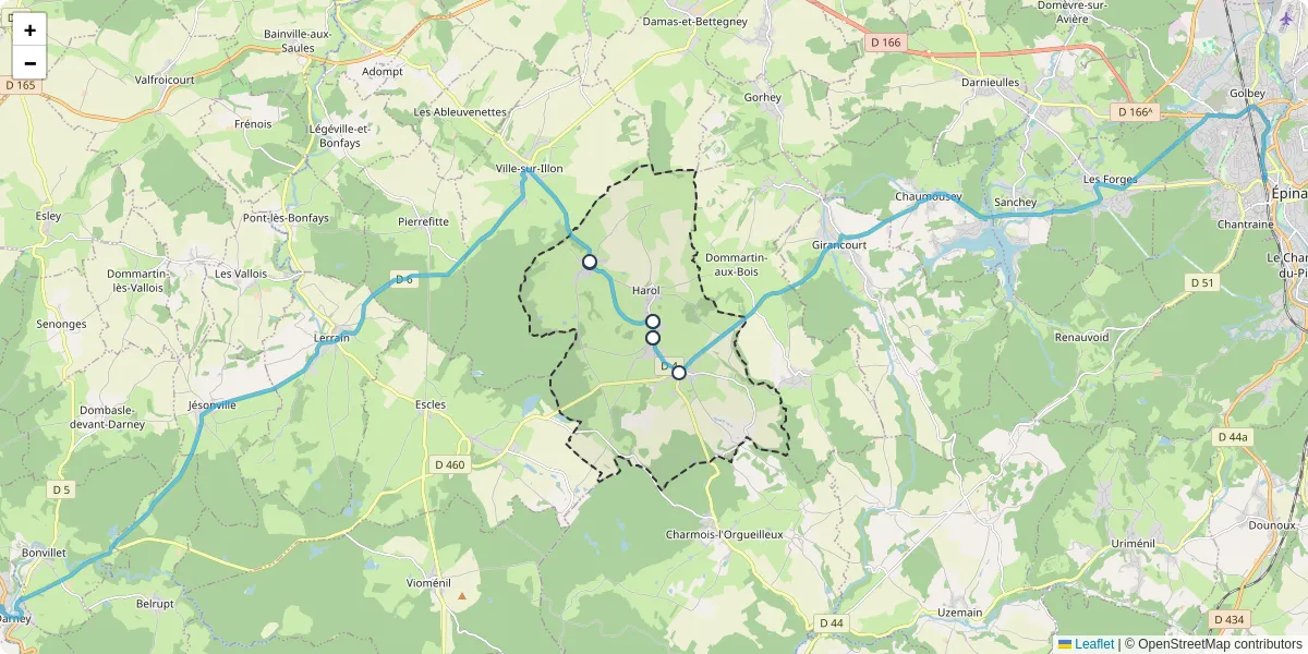 Carte du réseau de transport en commun à Harol - lignes de bus et arrêts