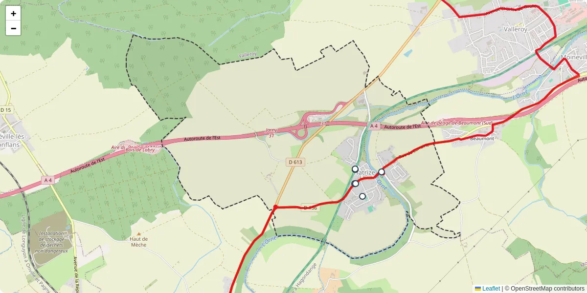 Carte du réseau de transport en commun à Hatrize - lignes de bus et arrêts