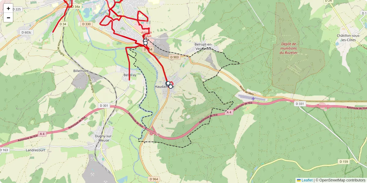Carte du réseau de transport en commun à Haudainville - lignes de bus et arrêts