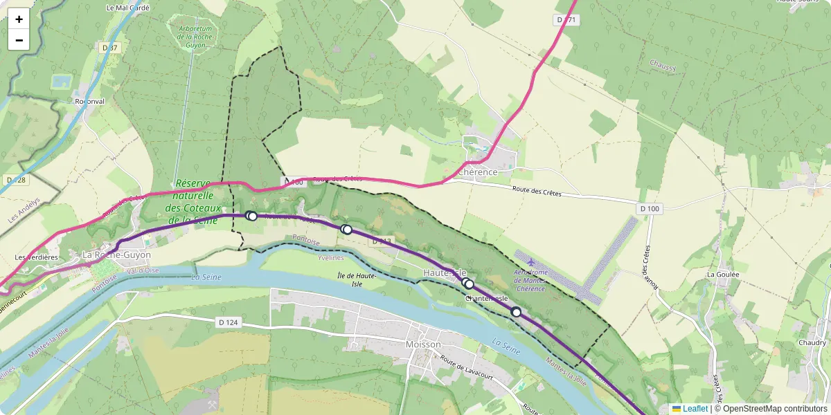 Carte du réseau de transport en commun à Haute-Isle - lignes de bus et arrêts