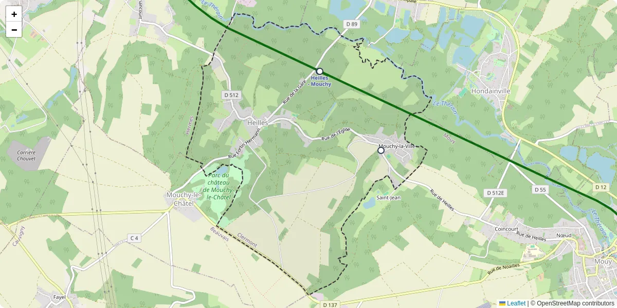 Carte du réseau de transport en commun à Heilles - lignes de bus et arrêts
