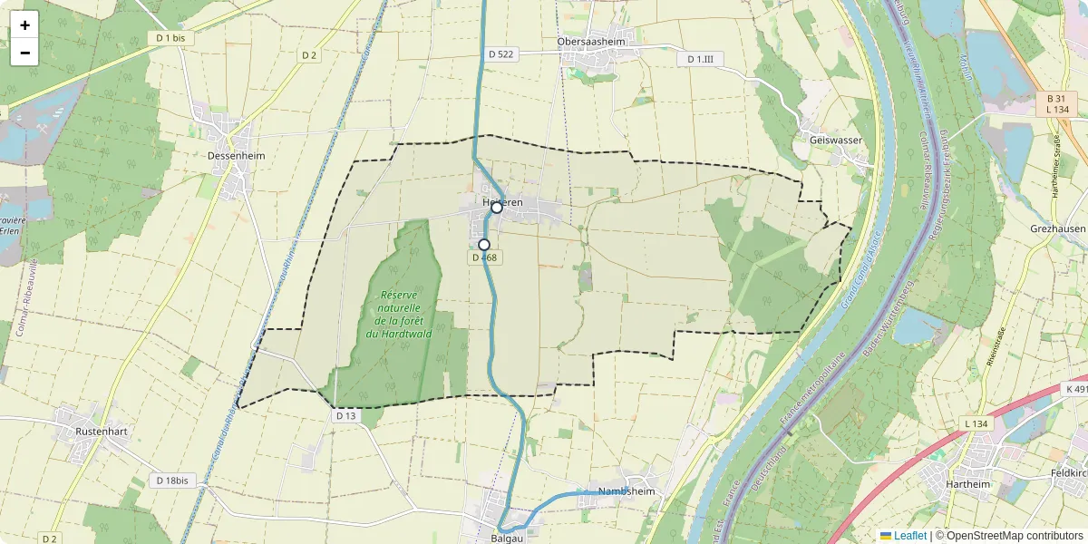 Carte du réseau de transport en commun à Heiteren - lignes de bus et arrêts