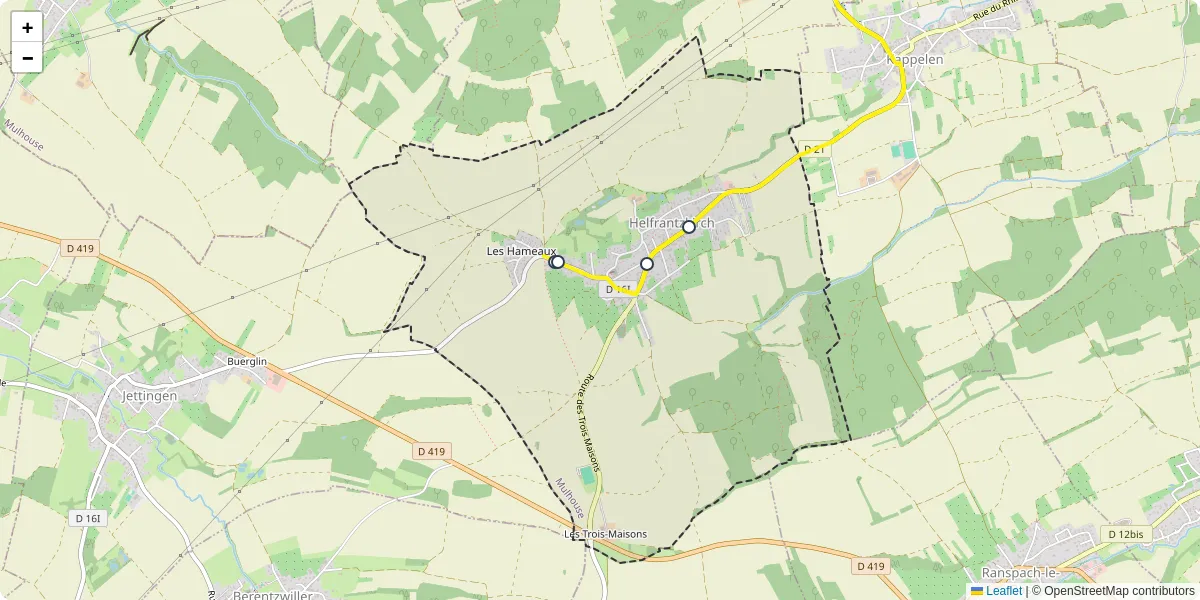 Carte du réseau de transport en commun à Helfrantzkirch - lignes de bus et arrêts