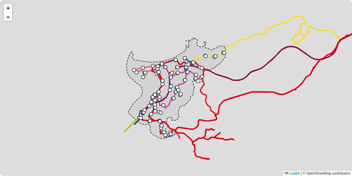 Carte du réseau de transport en commun à Hendaye - lignes de bus et arrêts