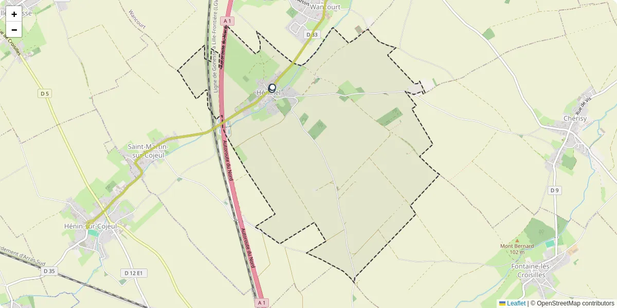 Carte du réseau de transport en commun à Héninel - lignes de bus et arrêts