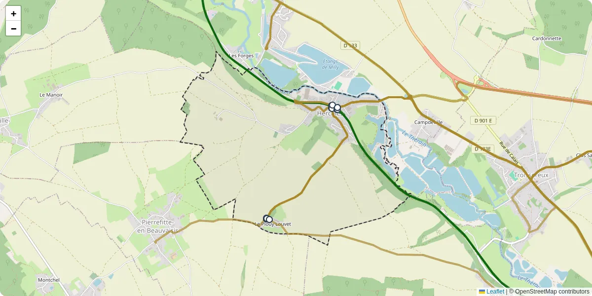 Carte du réseau de transport en commun à Herchies - lignes de bus et arrêts