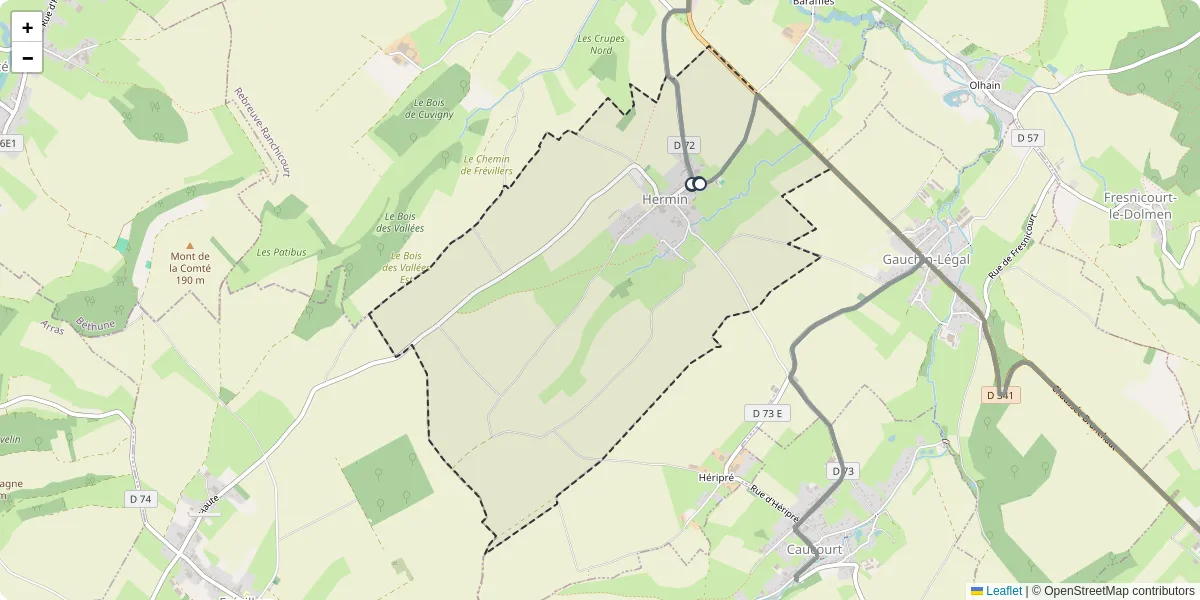 Carte du réseau de transport en commun à Hermin - lignes de bus et arrêts
