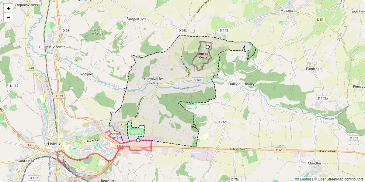 Carte du réseau de transport en commun à Hermival-les-Vaux - lignes de bus et arrêts