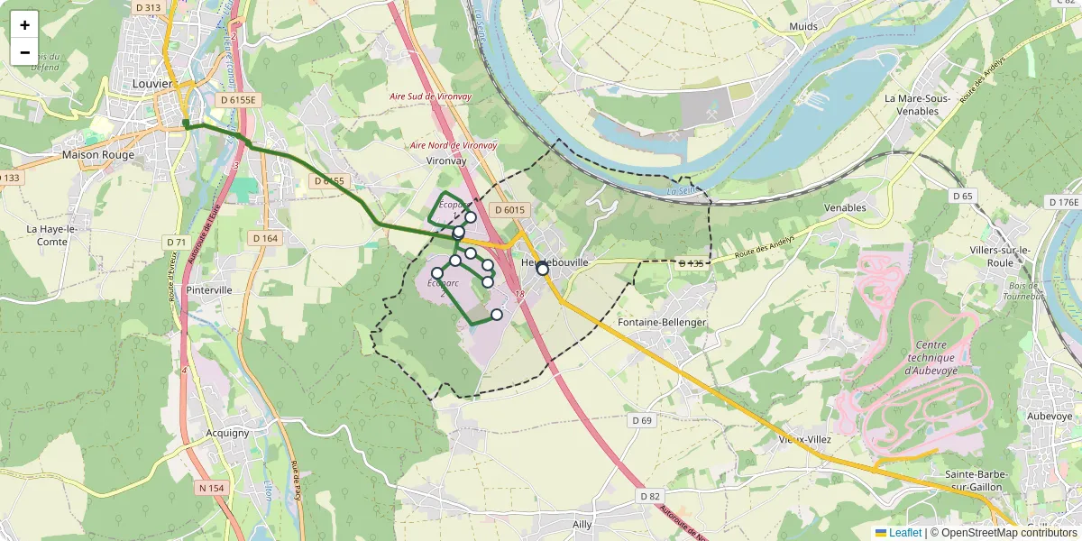 Carte du réseau de transport en commun à Heudebouville - lignes de bus et arrêts