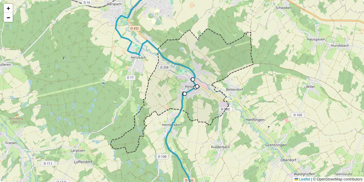 Carte du réseau de transport en commun à Hirsingue - lignes de bus et arrêts