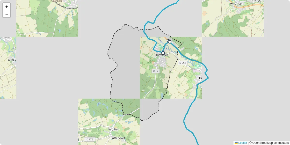 Carte du réseau de transport en commun à Hirtzbach - lignes de bus et arrêts