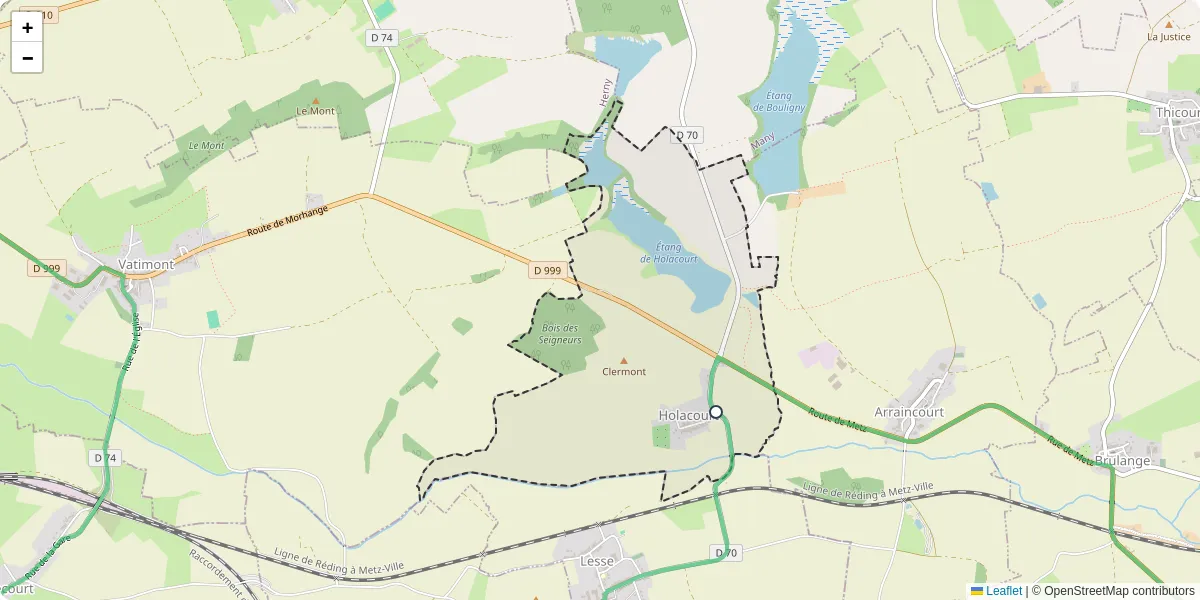 Carte du réseau de transport en commun à Holacourt - lignes de bus et arrêts