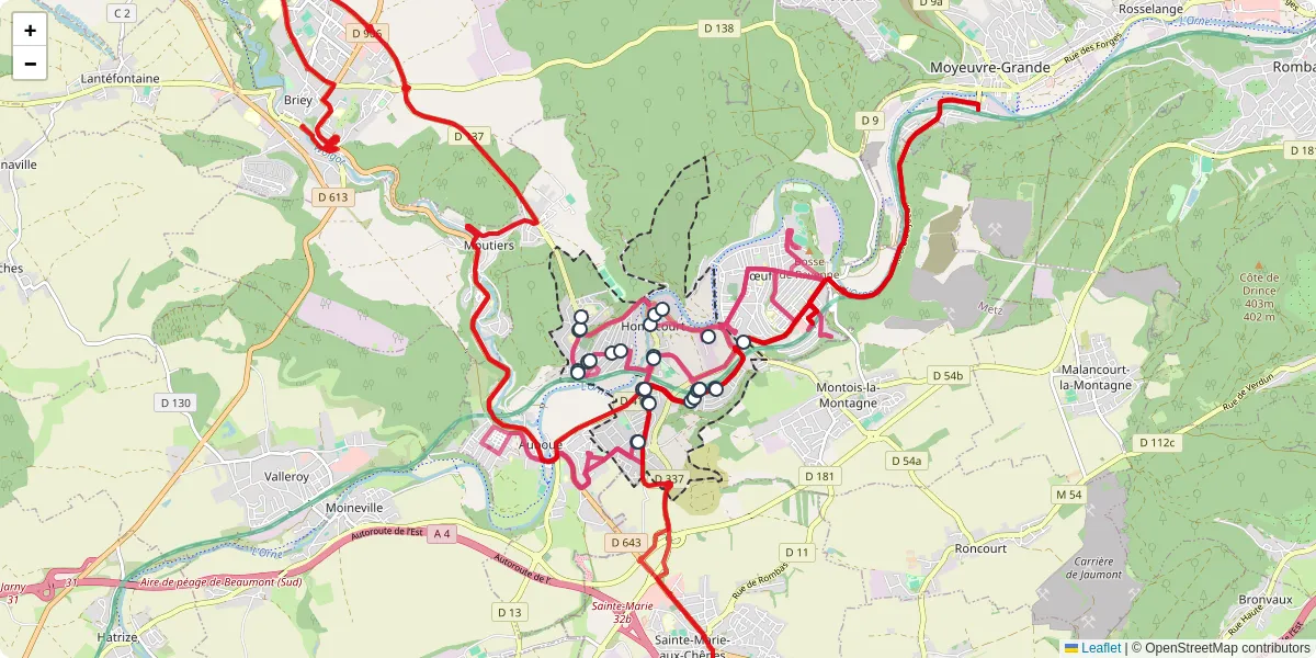 Carte du réseau de transport en commun à Homécourt - lignes de bus et arrêts