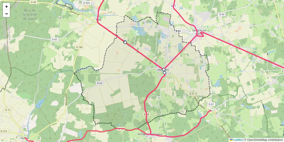 Carte du réseau de transport en commun à Hommes - lignes de bus et arrêts