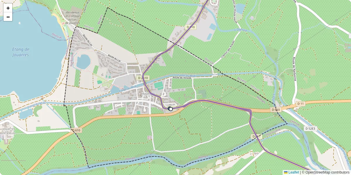 Carte du réseau de transport en commun à Homps - lignes de bus et arrêts