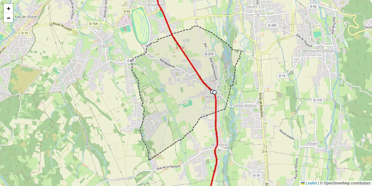 Carte du réseau de transport en commun à Horgues - lignes de bus et arrêts