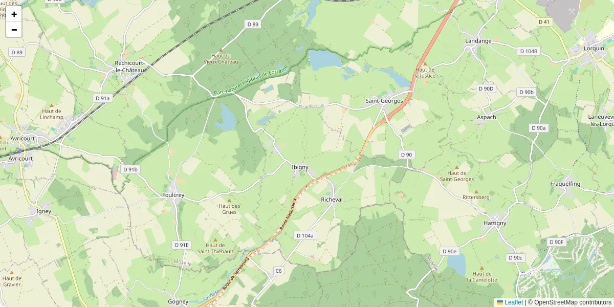 Carte du réseau de transport en commun à Ibigny - lignes de bus et arrêts