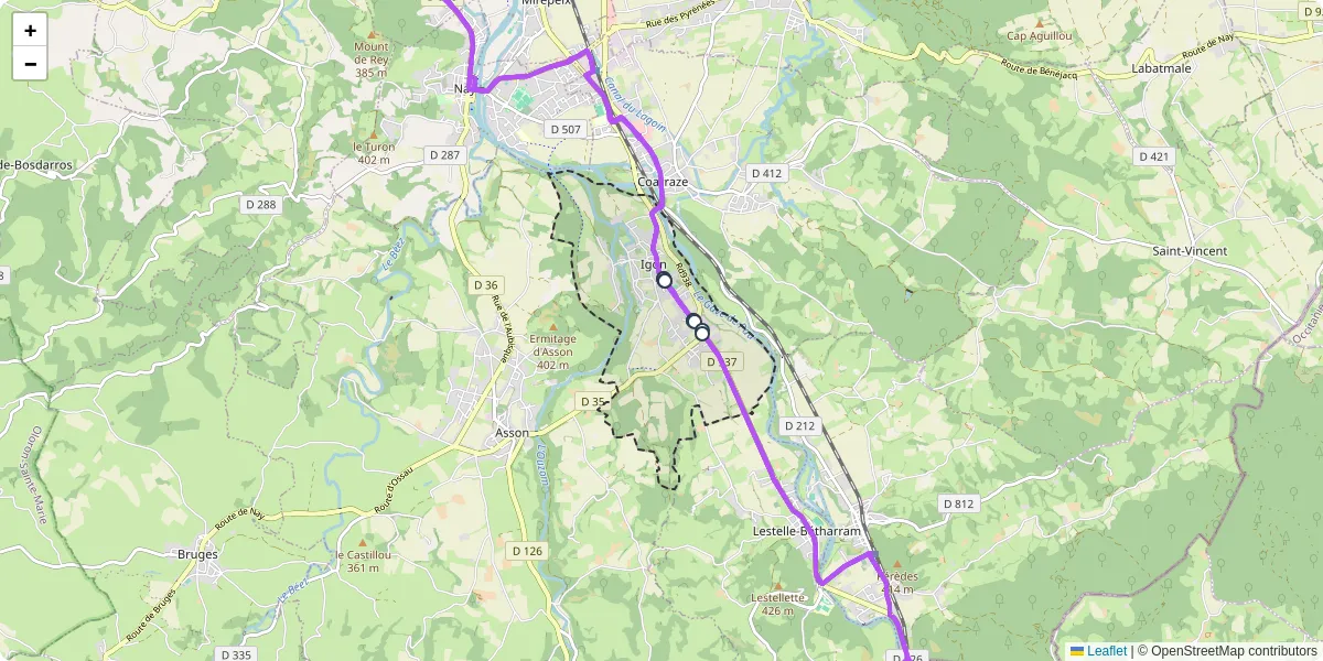Carte du réseau de transport en commun à Igon - lignes de bus et arrêts