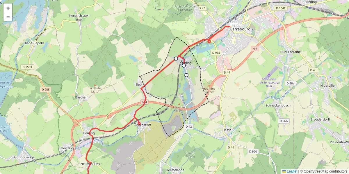 Carte du réseau de transport en commun à Imling - lignes de bus et arrêts