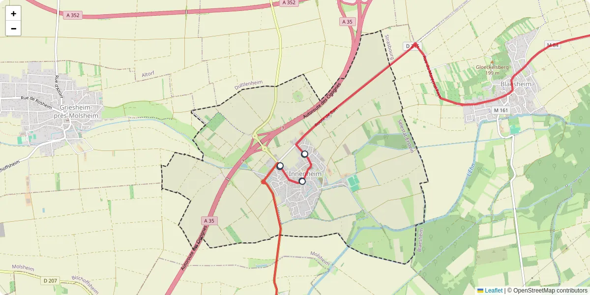 Carte du réseau de transport en commun à Innenheim - lignes de bus et arrêts