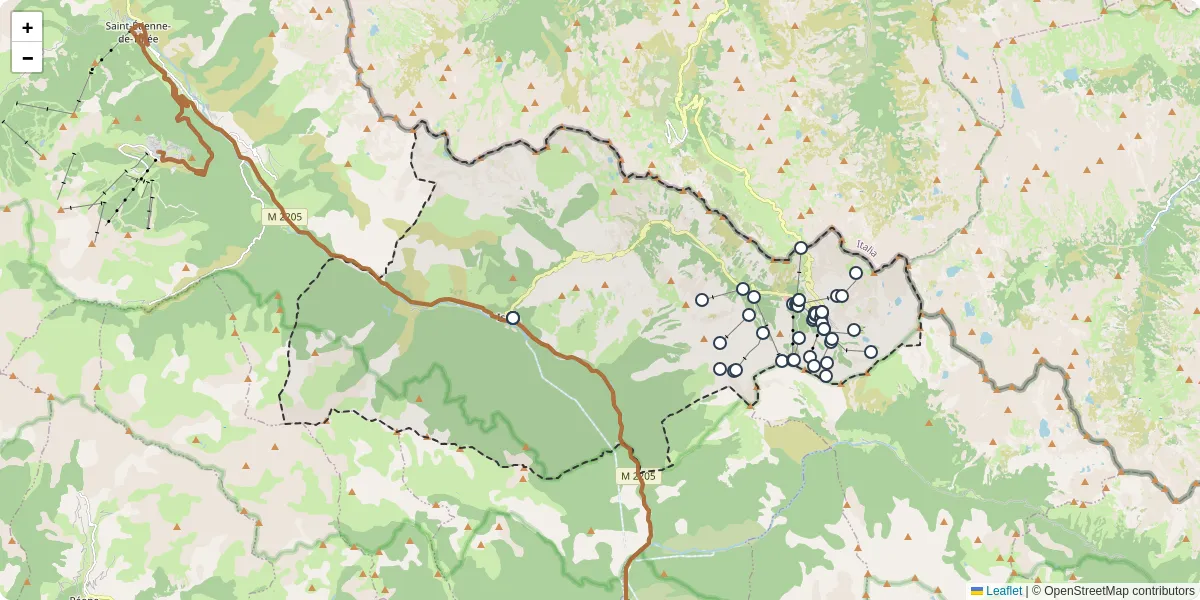 Carte du réseau de transport en commun à Isola - lignes de bus et arrêts
