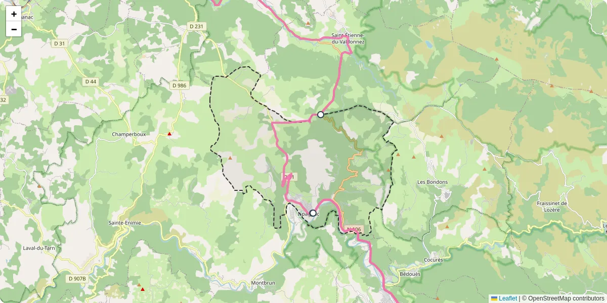 Carte du réseau de transport en commun à Ispagnac - lignes de bus et arrêts