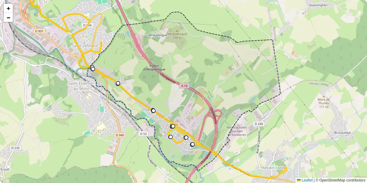 Carte du réseau de transport en commun à Isques - lignes de bus et arrêts